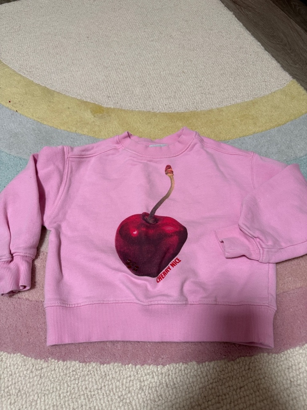 Zara Pink Kids Cherry Graphic Sweatshirt
